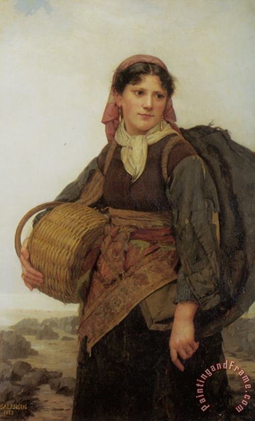 The Fishergirl painting - Eugenie Marie Salanson The Fishergirl Art Print