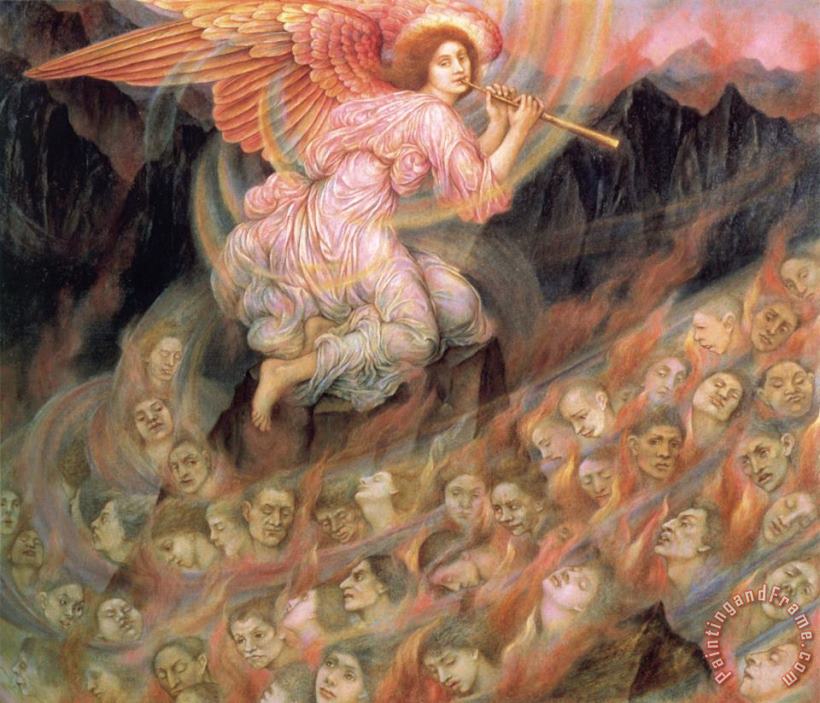 Evelyn De Morgan Angel Piping to The Souls in Hell Art Painting