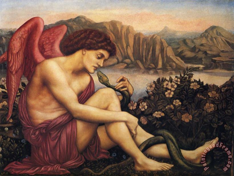 The Angel with The Serpent painting - Evelyn De Morgan The Angel with The Serpent Art Print