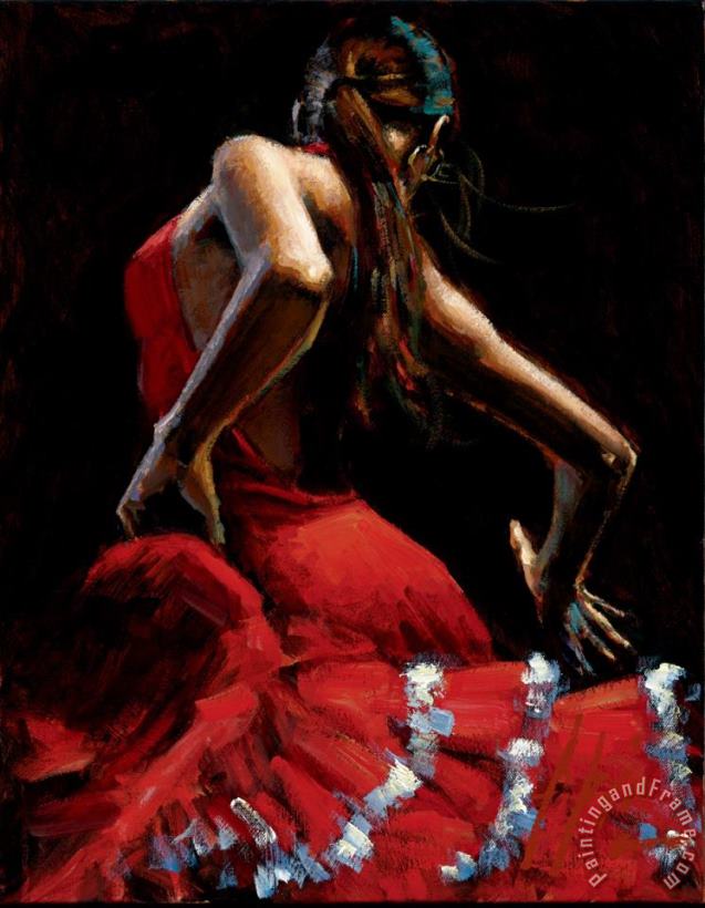 Fabian Perez Dancer in Red with White Art Painting