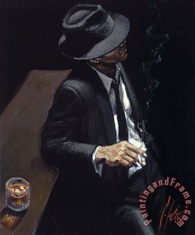 Fabian Perez Study for Man in Black Suit II Art Painting
