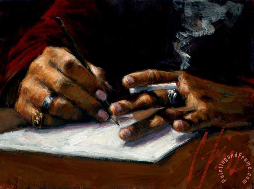Study of Artist's Hand Sketching painting - Fabian Perez Study of Artist's Hand Sketching Art Print