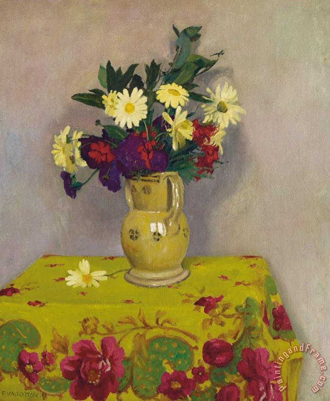 Yellow Daisies And Various Flowers painting - Felix Edouard Vallotton Yellow Daisies And Various Flowers Art Print