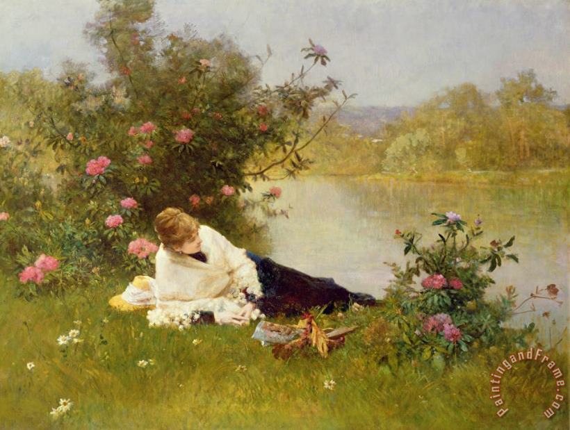 Woman on a River Bank painting - Ferdinand Heilbuth Woman on a River Bank Art Print