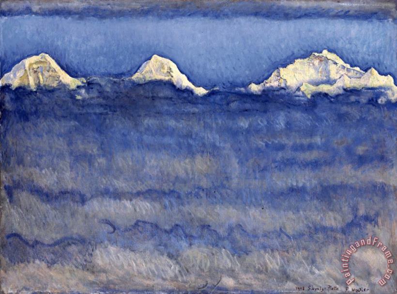 The Eiger, Monch And Jungfrau Peaks Above The Foggy Sea painting - Ferdinand Hodler The Eiger, Monch And Jungfrau Peaks Above The Foggy Sea Art Print