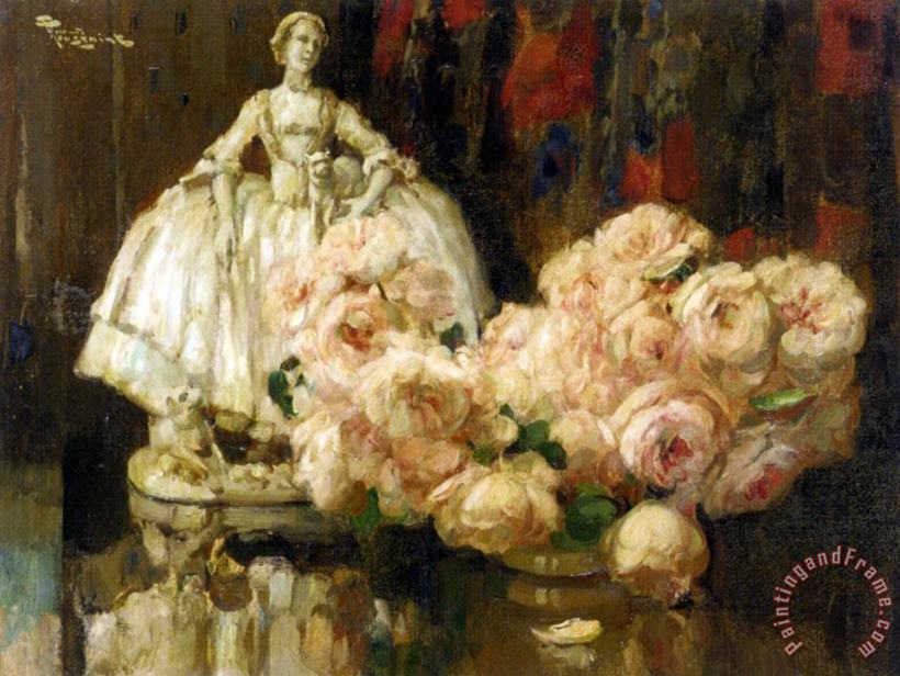 Fernand Toussaint Still Life with Roses Art Painting