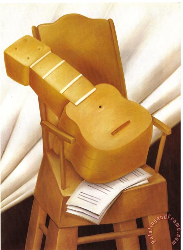 Guitar And Chair painting - fernando botero Guitar And Chair Art Print