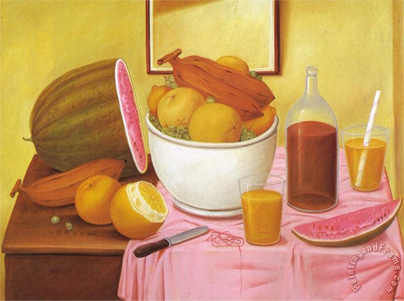 Still Life with Orangeade painting - fernando botero Still Life with Orangeade Art Print
