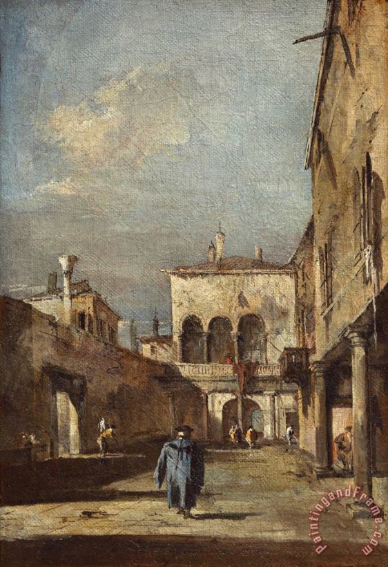 Architectural Fantasy with a Courtyard painting - Francesco Guardi Architectural Fantasy with a Courtyard Art Print