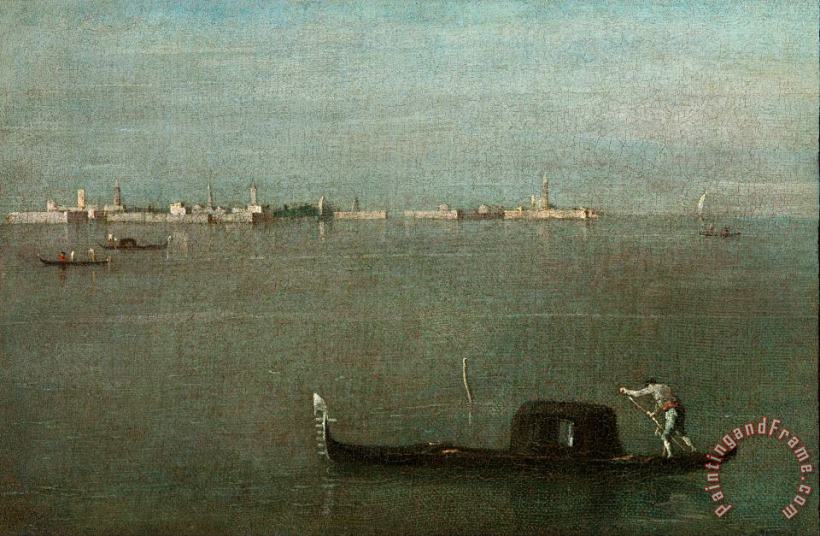 Gondolas on The Lagoon (grey Lagoon) painting - Francesco Guardi Gondolas on The Lagoon (grey Lagoon) Art Print