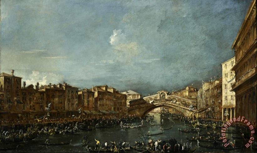 Francesco Guardi Regatta at The Rialto Bridge Art Painting