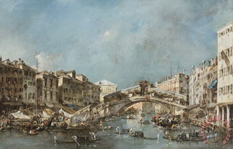 The Rialto Bridge painting - Francesco Guardi The Rialto Bridge Art Print