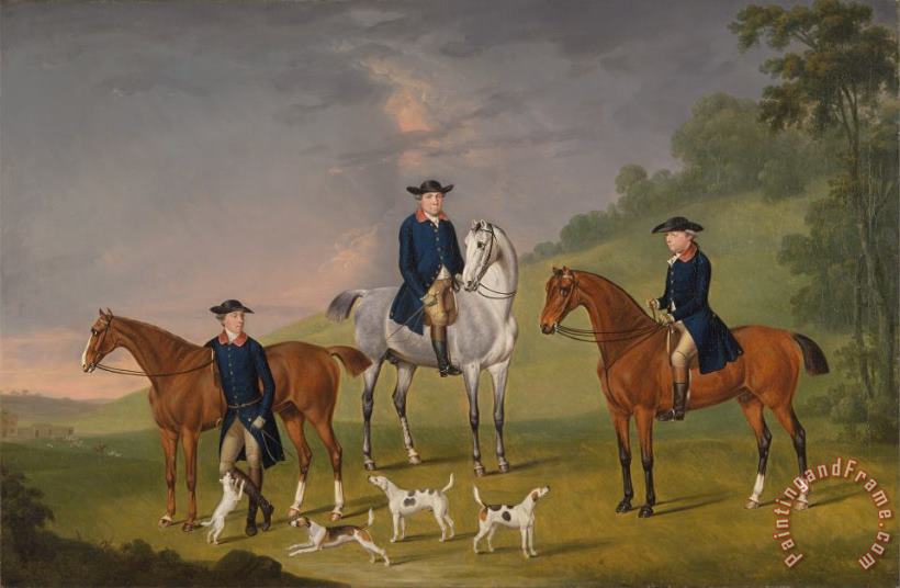 Francis Sartorius John Corbet, Sir Robert Leighton And John Kynaston with Their Horses And Hounds Art Painting