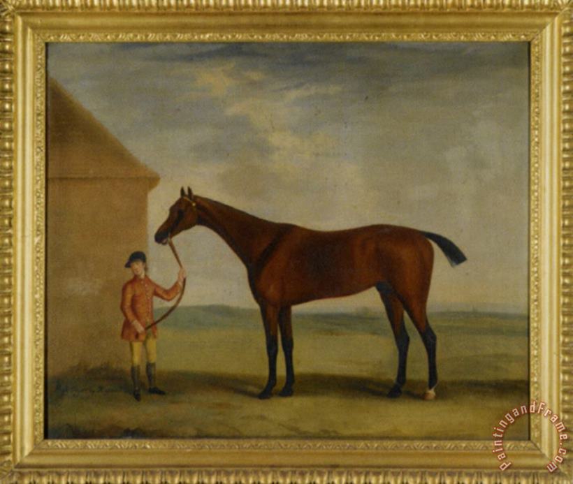 Francis Sartorius Portrait of Henry Comptons Race Horse Highflyer Held by a Groom Art Print
