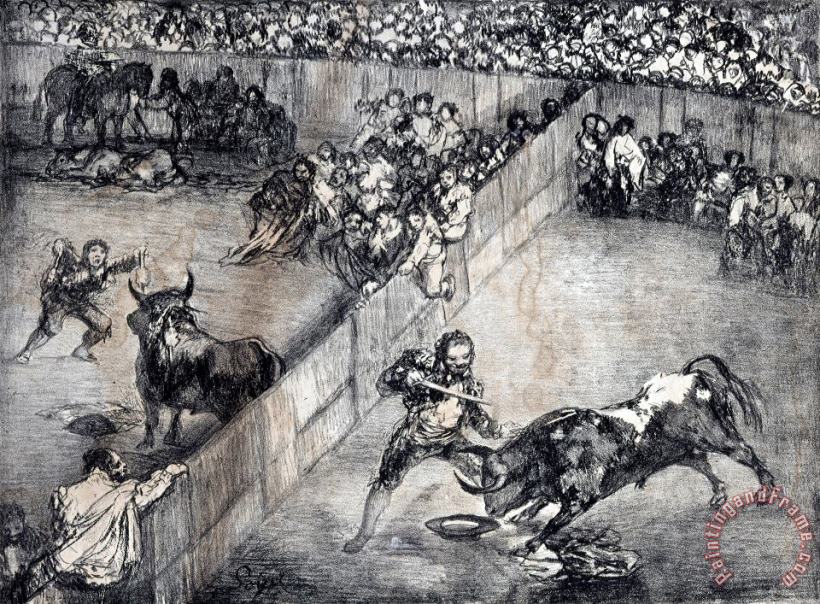 Francisco De Goya Bullfing in a Divided Ring Art Painting