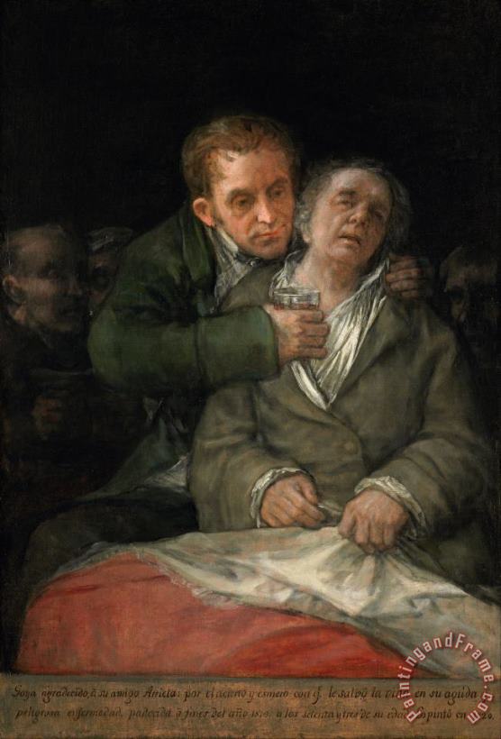 Francisco De Goya Self Portrait with Dr. Arrieta Art Print