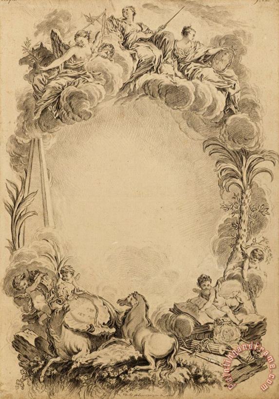 Francois Boucher Design for an Escutcheon in Honor of William Earl Cowper (ca. 1665 1723) Art Painting