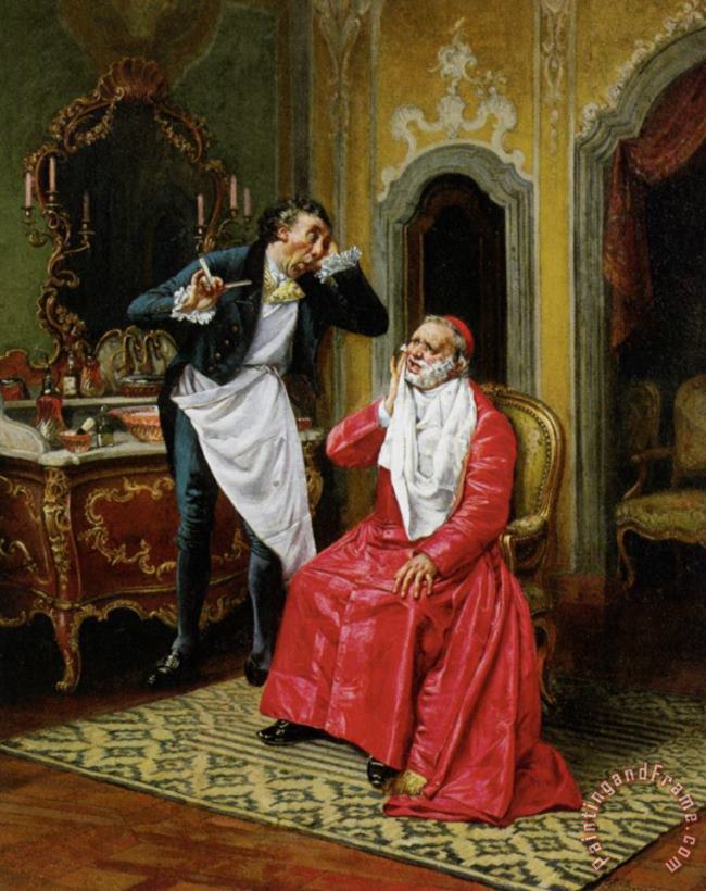 The Awkward Barber painting - Francois Brunery The Awkward Barber Art Print
