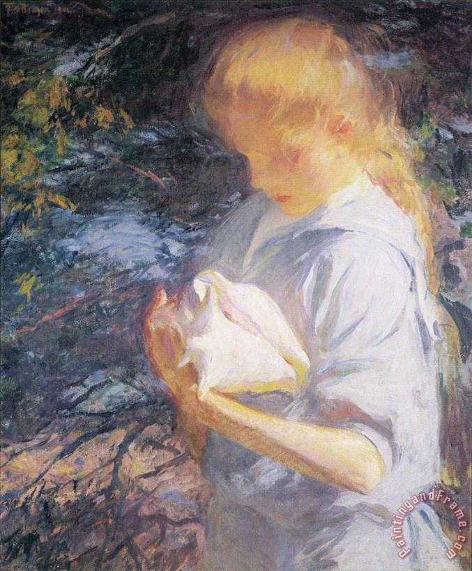 Eleanor Holding a Shell painting - Frank Weston Benson Eleanor Holding a Shell Art Print