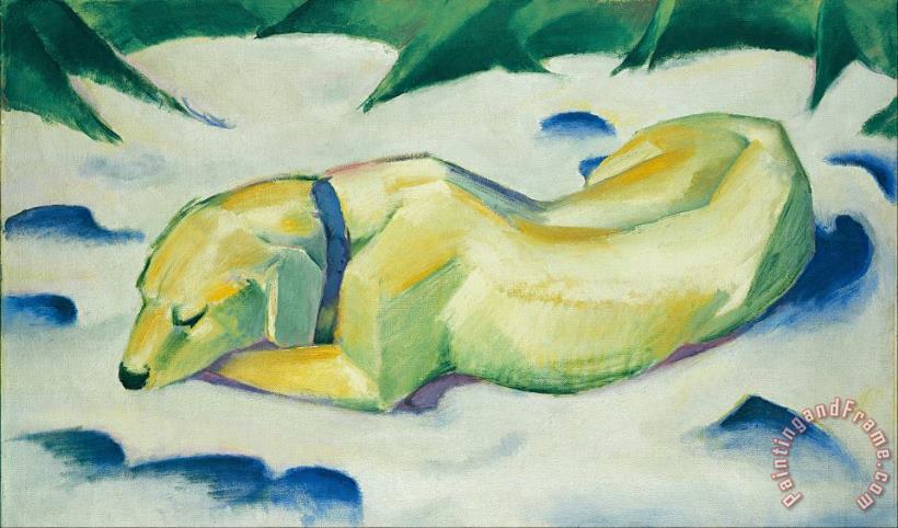 Dog Lying in The Snow painting - Franz Marc Dog Lying in The Snow Art Print