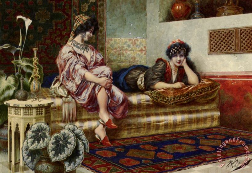 Idle Hours in The Harem painting - Franz von Defregger Idle Hours in The Harem Art Print