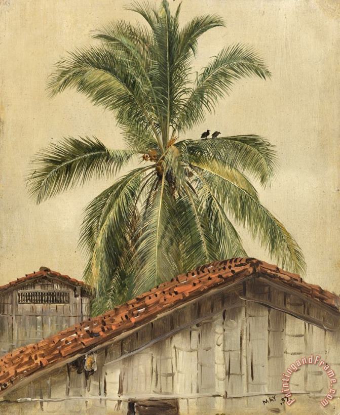 Frederic Edwin Church Palm Trees And Housetops, Ecuador Art Print