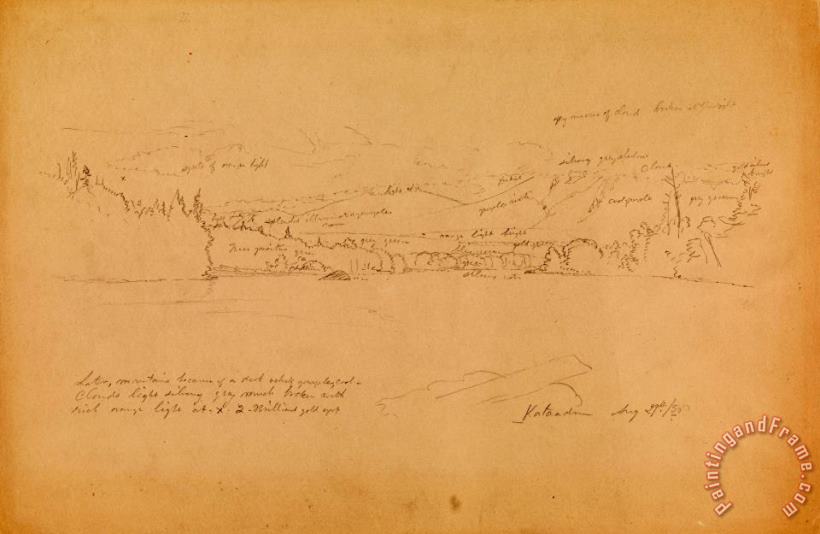 Frederic Edwin Church Shore of Lake And Foothills of Mount Katahdin Art Print