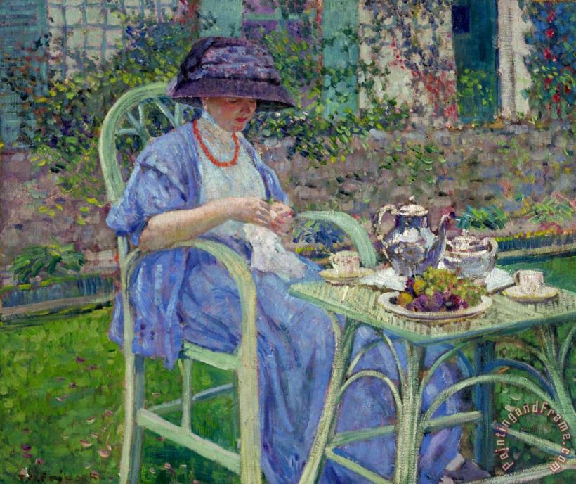 Frederick Carl Frieseke Breakfast in The Garden Art Painting
