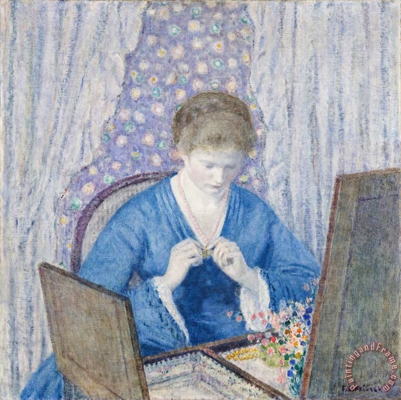 Frederick Carl Frieseke Girl in Blue Art Painting