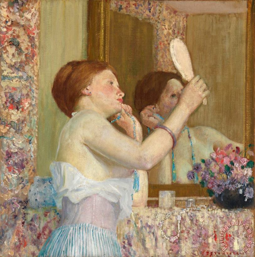 Woman with a Mirror painting - Frederick Carl Frieseke Woman with a Mirror Art Print