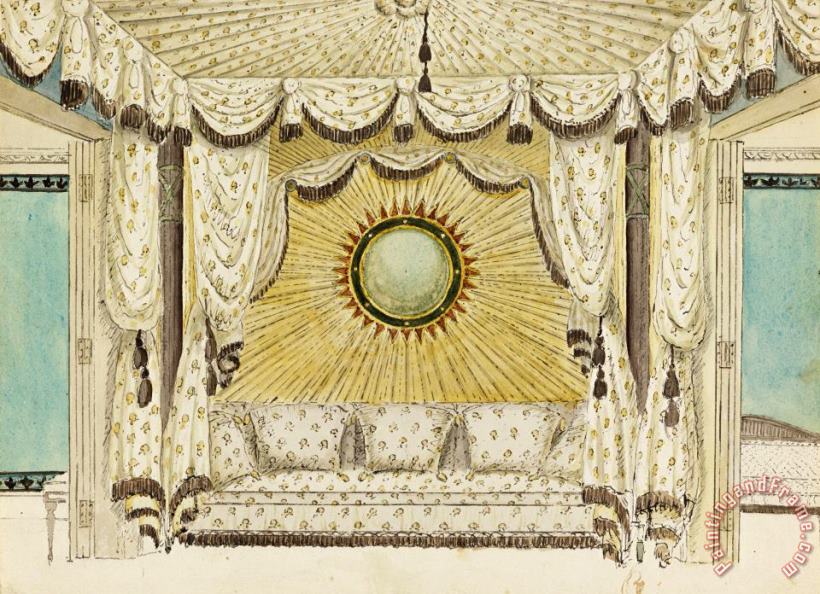 Frederick Crace Design for Bed with Tented Alcove, Probably for The Prince of Wales's Bedroom Or Boudoir, Royal Pavi... Art Painting