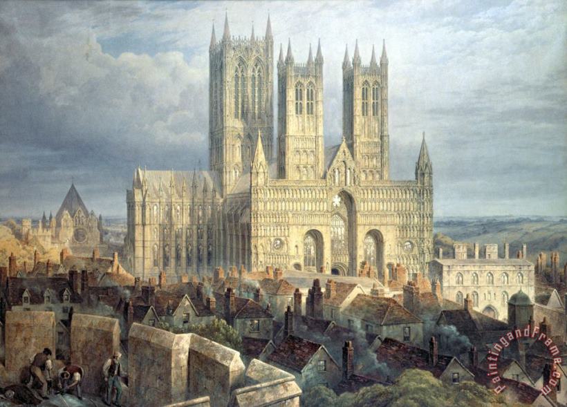 Frederick Mackenzie Lincoln Cathedral from the North West Art Painting