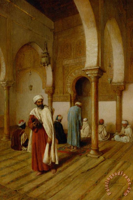 A Prayer in The Mosque Tunisa painting - Frederico Bartolini A Prayer in The Mosque Tunisa Art Print