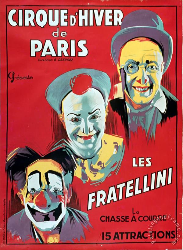 French School Poster advertising the Fratellini Clowns Art Painting