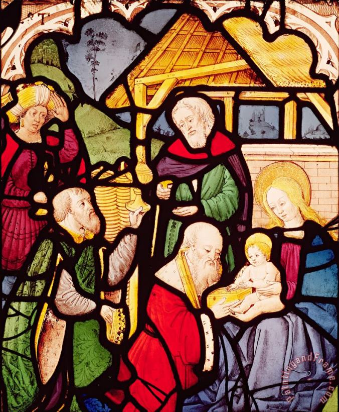 French School Window depicting the Adoration of the Magi Art Painting