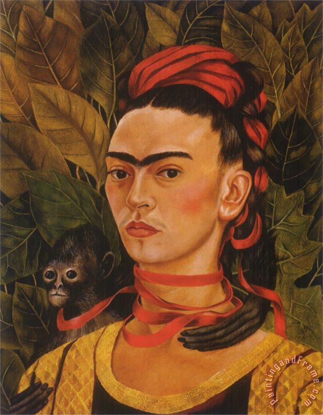 Frida Kahlo Self Portrait with Monkey 1940 Art Painting