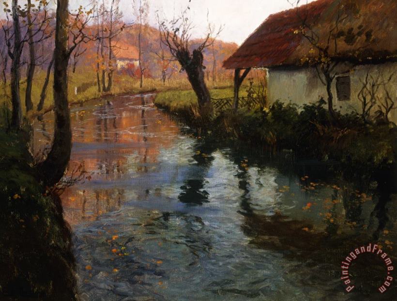 Fritz Thaulow The Mill Stream Art Painting