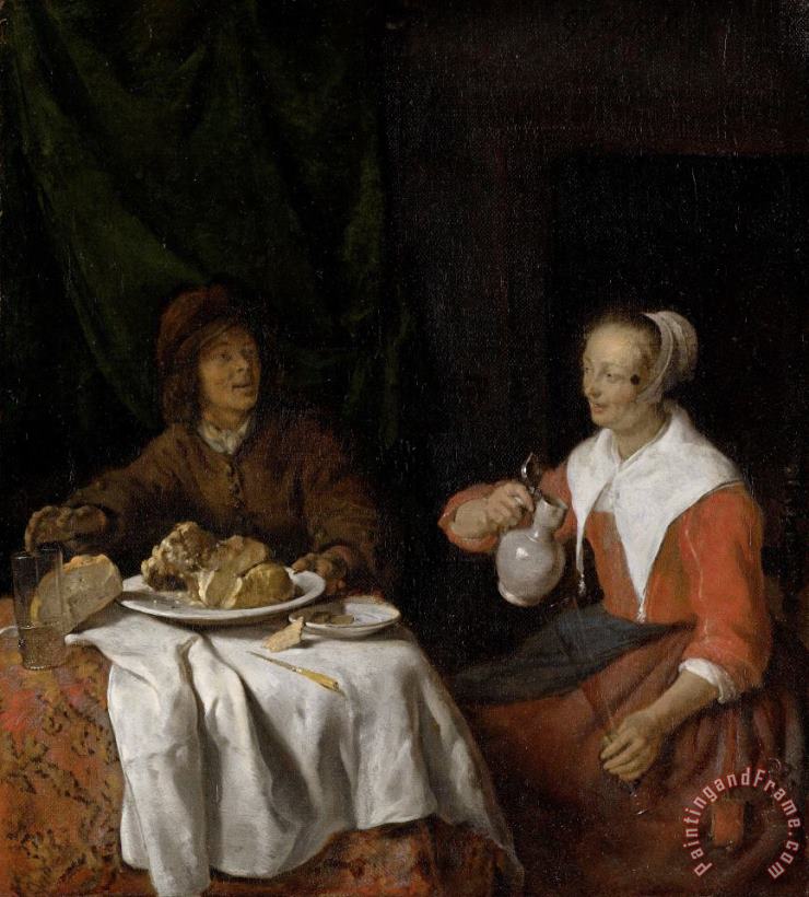 Man And Woman at a Meal painting - Gabriel Metsu Man And Woman at a Meal Art Print