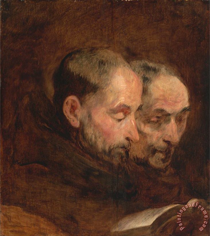 A Copy After a Painting Traditionally Attributed to Van Dyck of Two Monks Reading painting - Gainsborough, Thomas A Copy After a Painting Traditionally Attributed to Van Dyck of Two Monks Reading Art Print