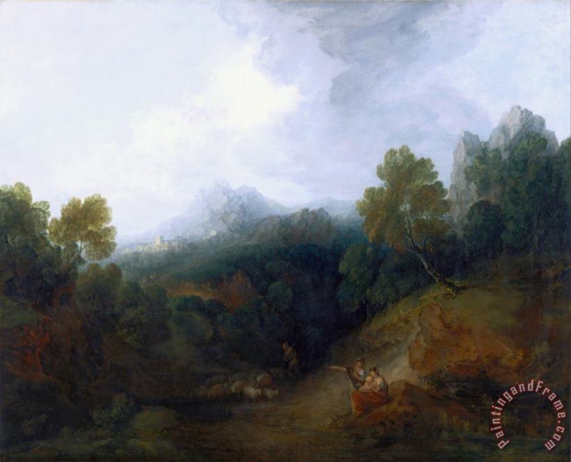 Landscape with a Flock of Sheep painting - Gainsborough, Thomas Landscape with a Flock of Sheep Art Print