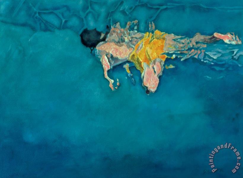 Gareth Lloyd Ball Swimmer in Yellow Art Painting