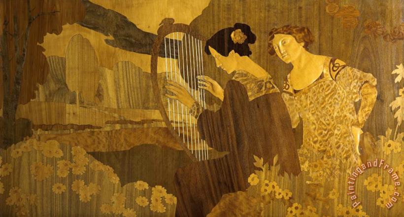 Dues Noies Assegudes a La Vora De L'estany, Cap a 1905 painting - Gaspar Homar Dues Noies Assegudes a La Vora De L'estany, Cap a 1905 Art Print