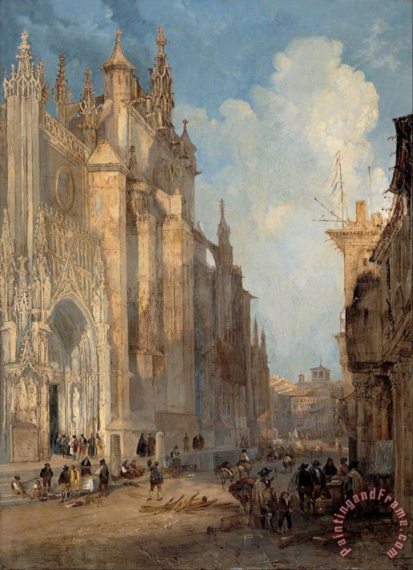 Genaro Perez Villaamil Seville Catedral on The Side of The Steps Art Painting