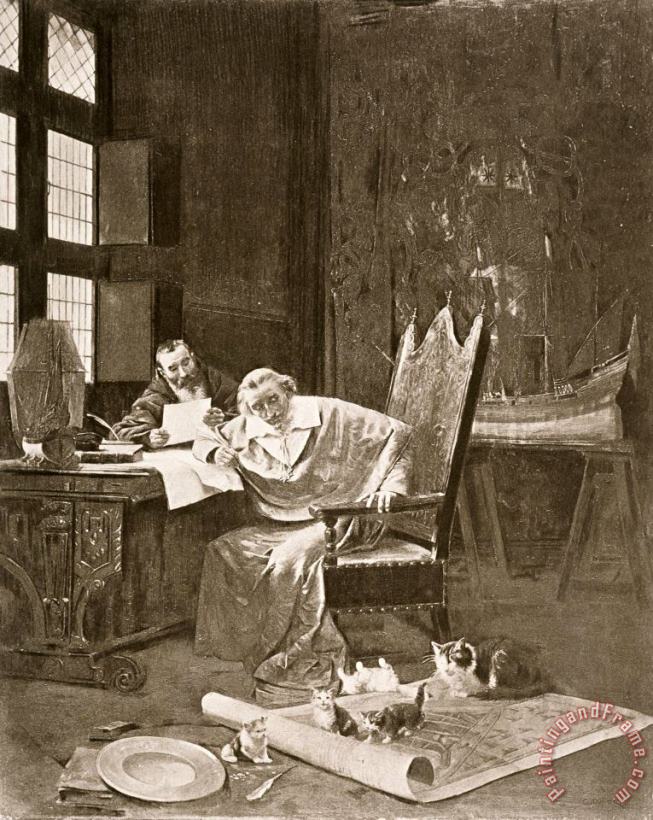 George Barrie Richelieu And His Cats Art Print