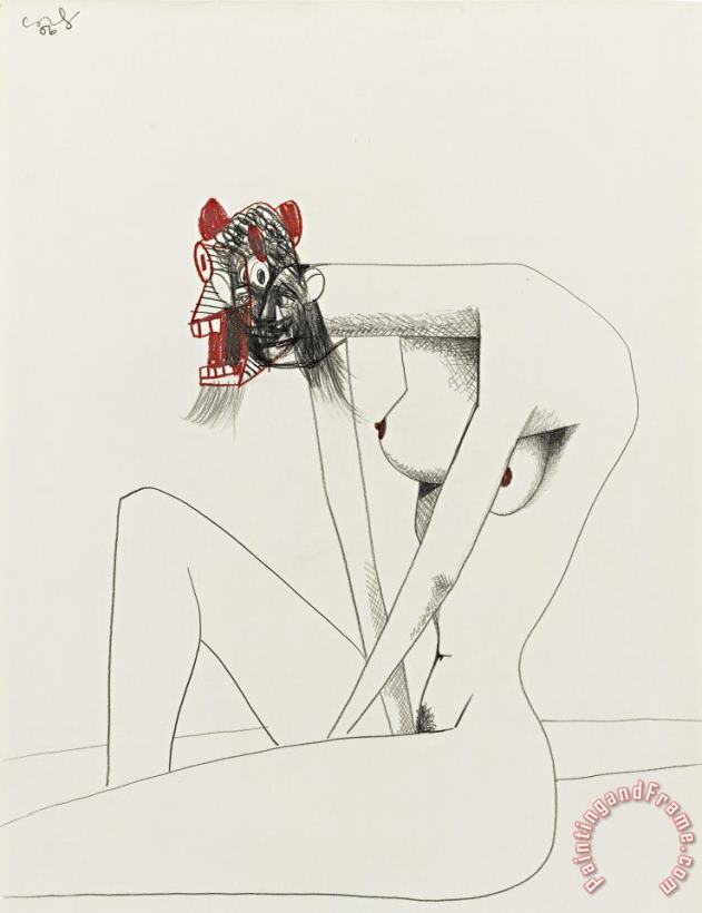 Seated Bather, 2006 painting - George Condo Seated Bather, 2006 Art Print