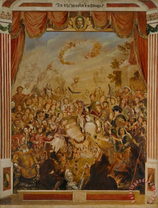 George Cruikshank The First Appearance of William Shakespeare on The Stage of The Globe Theatre Art Painting