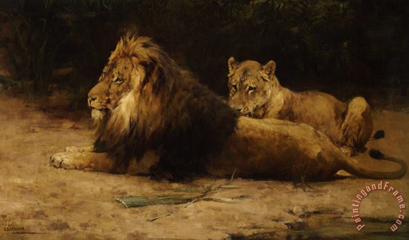 Lion And Lioness painting - George Denholm Armour Lion And Lioness Art Print