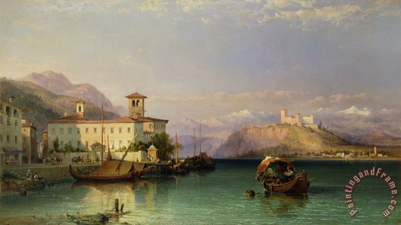 George Edwards Hering Arona and the Castle of Angera Lake Maggiore Art Painting