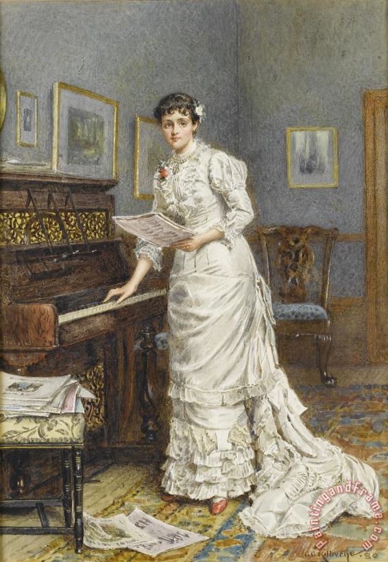 George Goodwin Kilburne A Young Woman at a Piano Art Print