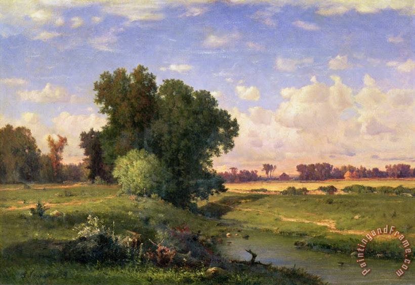 Hackensack Meadows - Sunset painting - George Snr Inness Hackensack Meadows - Sunset Art Print
